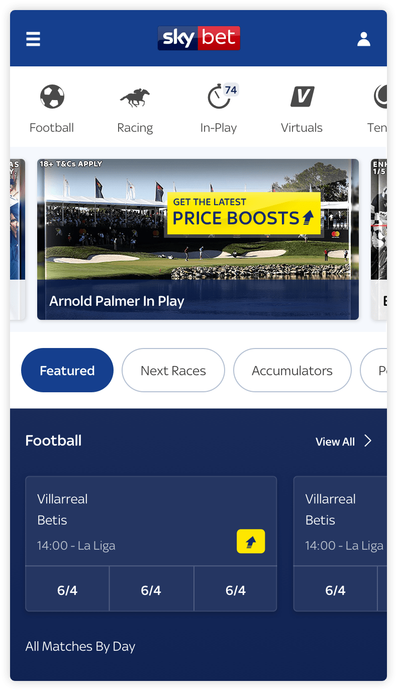 Sky Bet Home Page